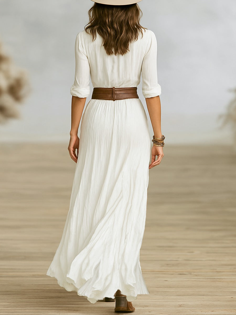 Soleane - Elegant Pleated Midi Dress