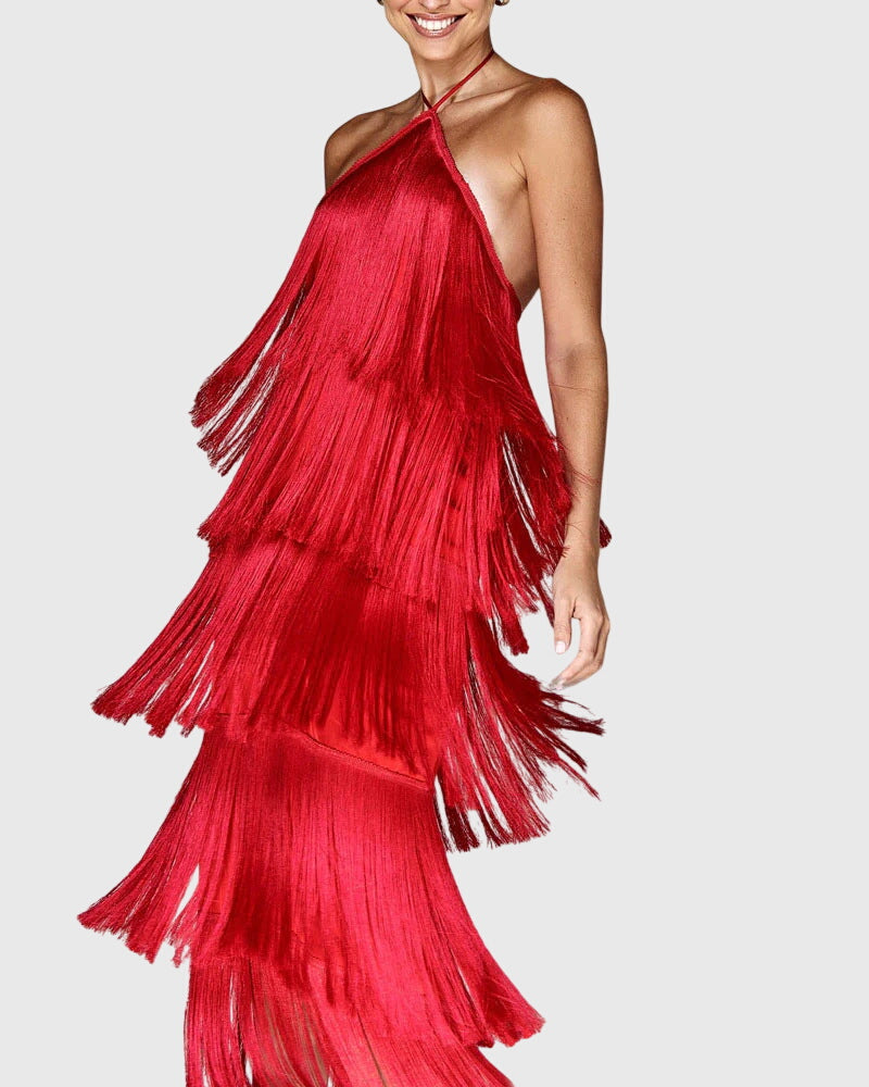 tassel dress design Tassel Detail Maxi Dress Pink