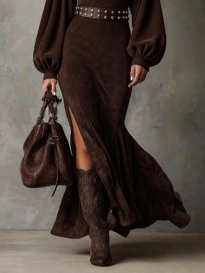 Harriet - Vintage Suede Midi Dress