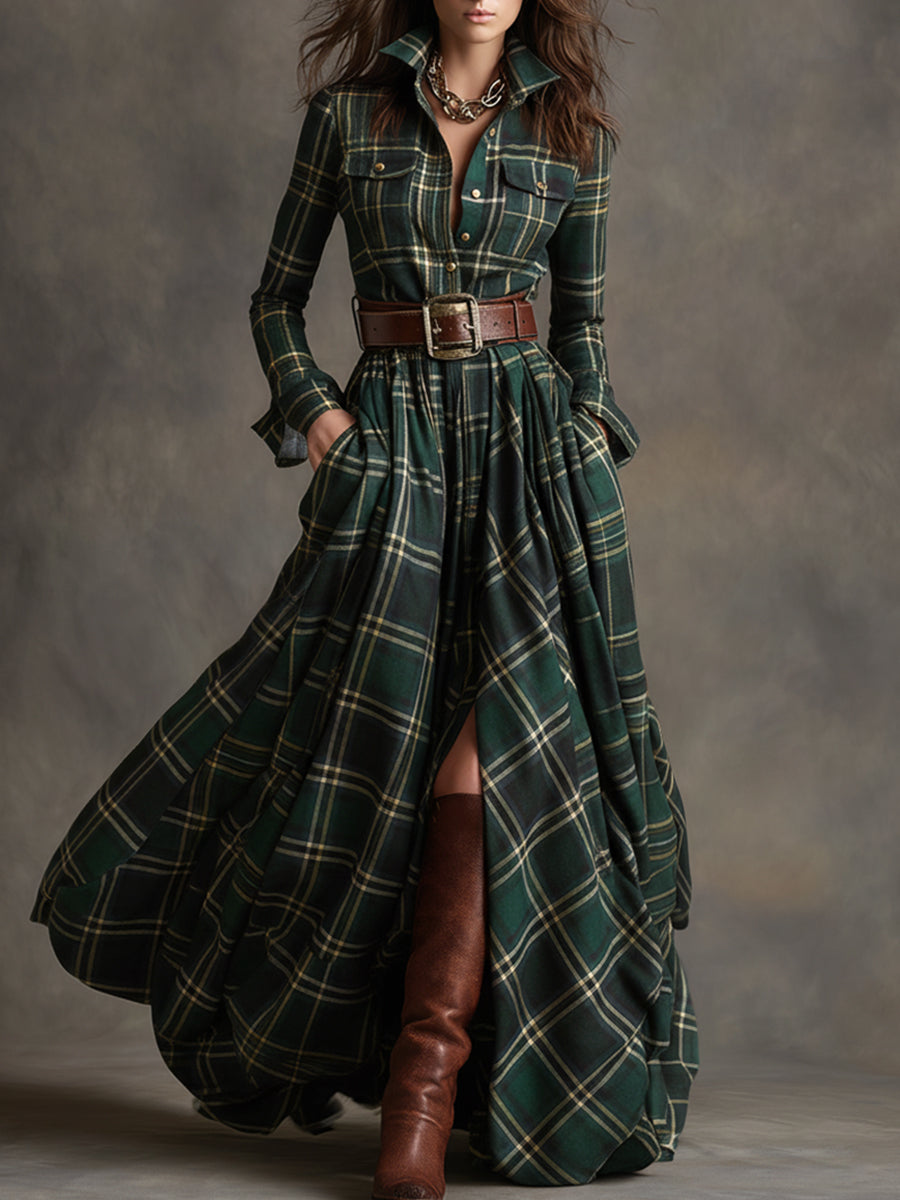 Juliet - Maxi Checked Shirt Dress