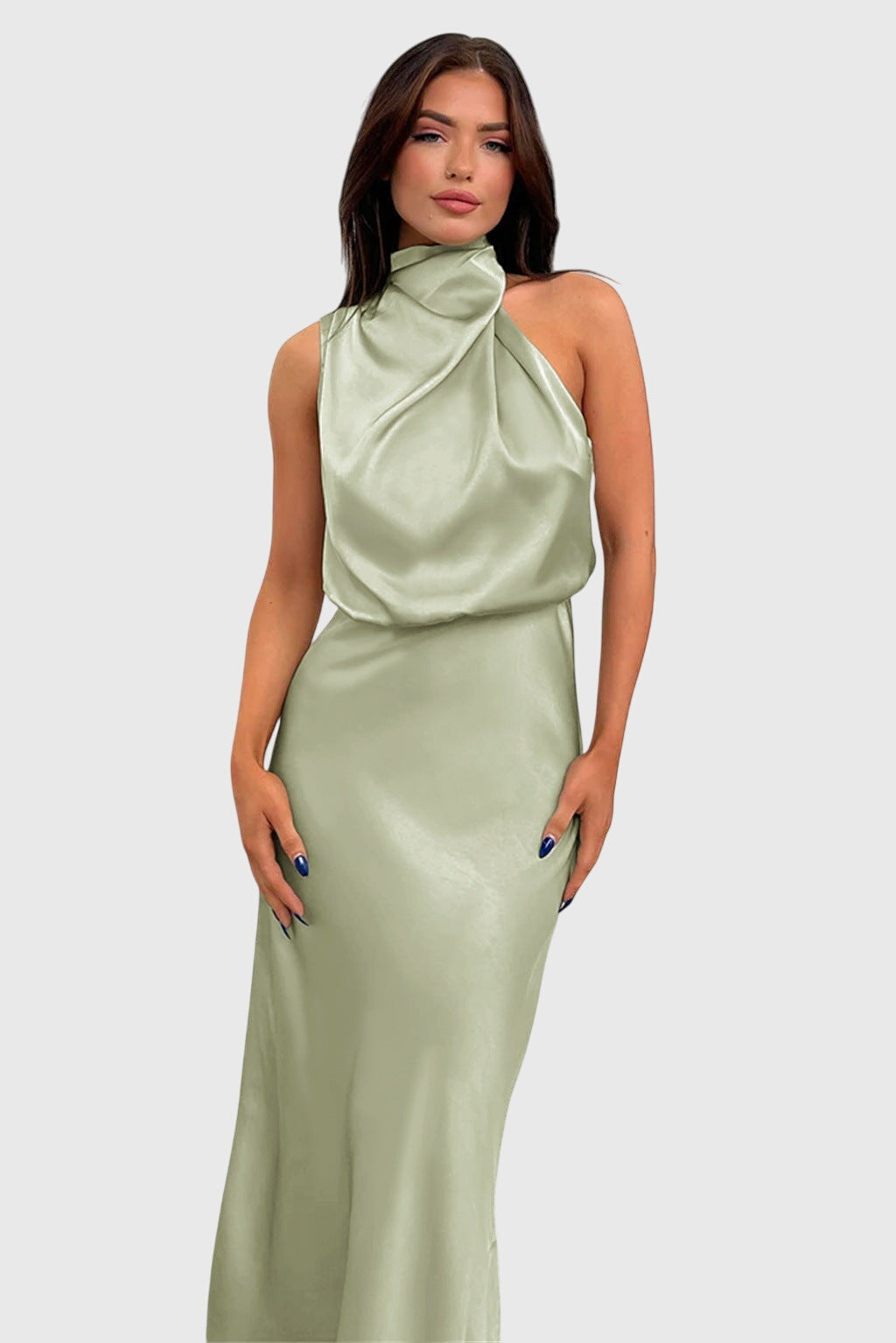Ava™ | Glamorous Satin Halter Dress