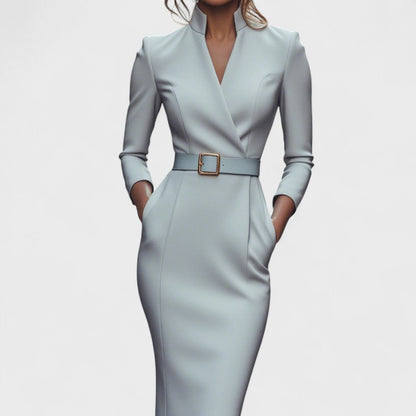 Mandarin Luxe - Maxi Dress With Belt