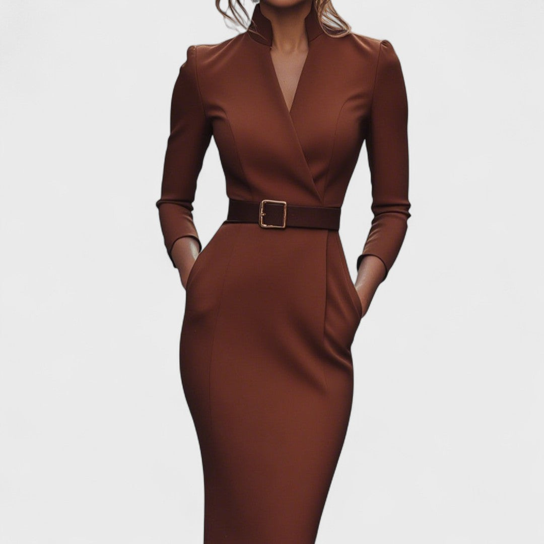 Mandarin Luxe - Maxi Dress With Belt