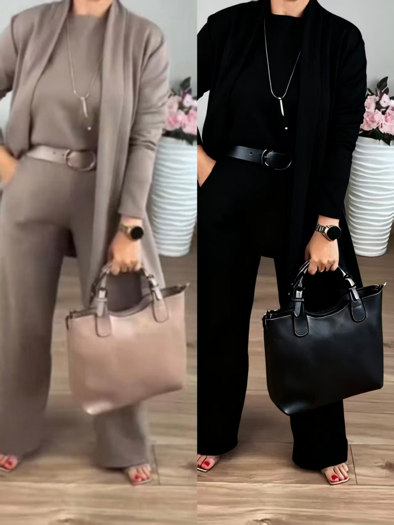 NATALIE - CLASSIC 3-PIECE SET WITH CARDIGAN TOP AND PANTS