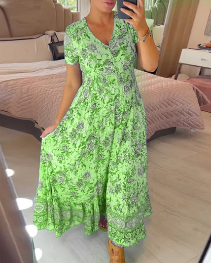 BRIAR - BOTANICAL V-NECK DRESS