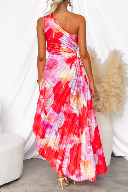 CARMIE – ONE SLEEVE SUMMER PLEATED DRESS