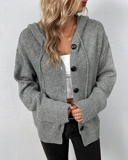 FERNANDA - SOLID HOODED JACKET WITH DRAWSTRINGS