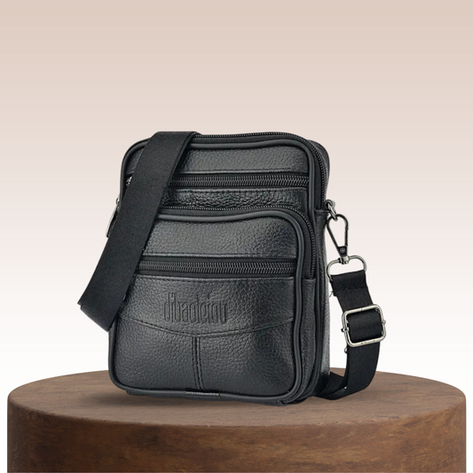 Brian | Textured Leather Crossbody with Triple-Zip Utility