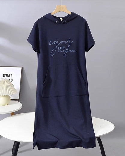 CECILLE - RELAXED HOODED LOUNGE DRESS