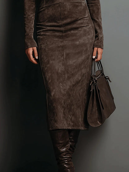 Frosina Suede Midi Dress