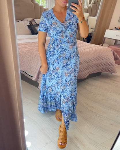 BRIAR - BOTANICAL V-NECK DRESS