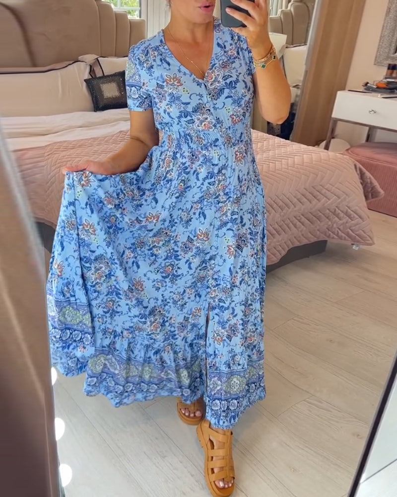 BRIAR - BOTANICAL V-NECK DRESS