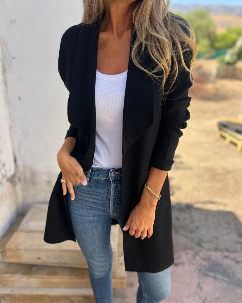 SALVEO - GENTLE FABRIC COLLARED CARDIGAN