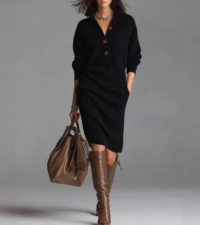 BELLE – SOFT KNIT BUTTON DRESS