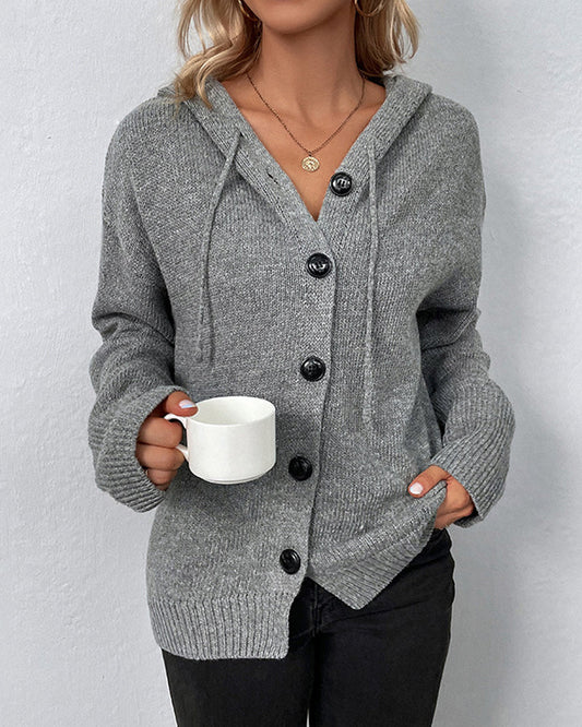 FERNANDA - SOLID HOODED JACKET WITH DRAWSTRINGS