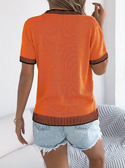 CAROLINA - CLASSIC STRIPED CREWNECK KNIT BLOUSE