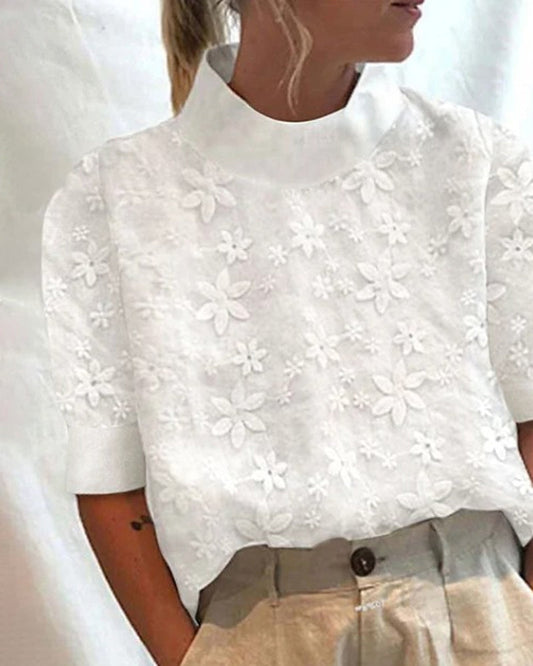 AMIE - EMBROIDERED STAND COLLAR
