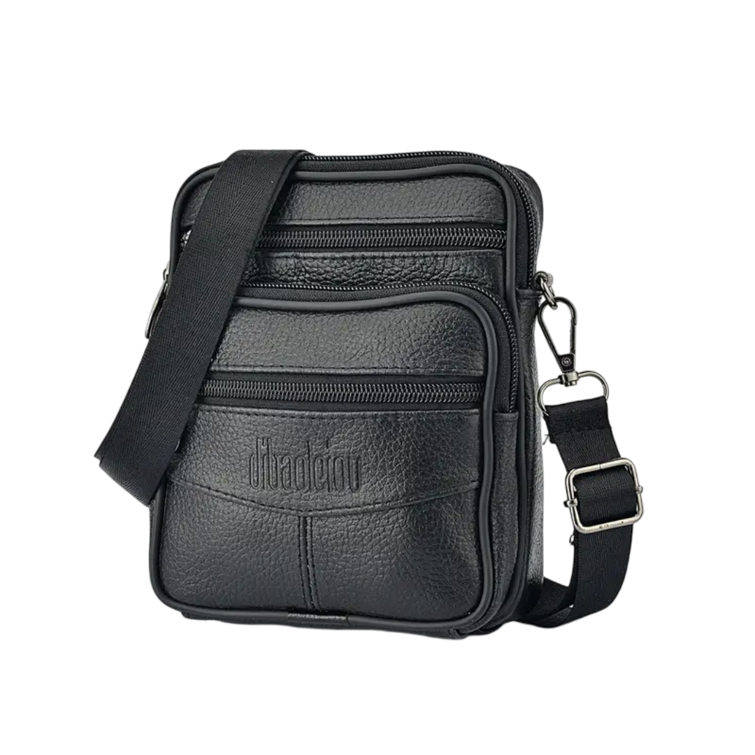 Brian | Textured Leather Crossbody with Triple-Zip Utility