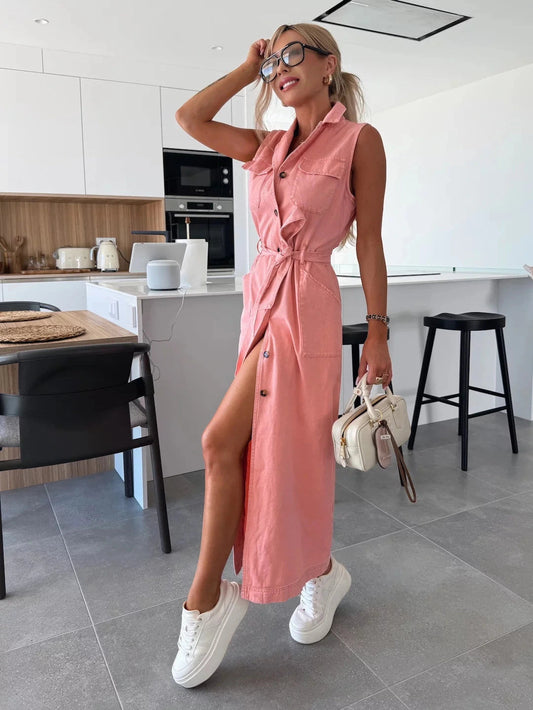 CANDICE - FULL-LENGTH DENIM DRESS