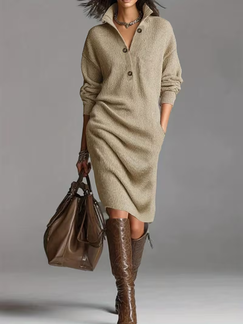 BELLE – SOFT KNIT BUTTON DRESS