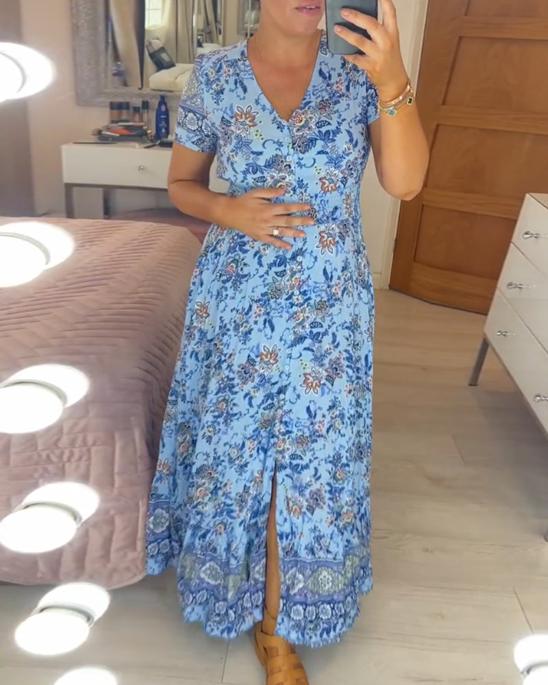 BRIAR - BOTANICAL V-NECK DRESS