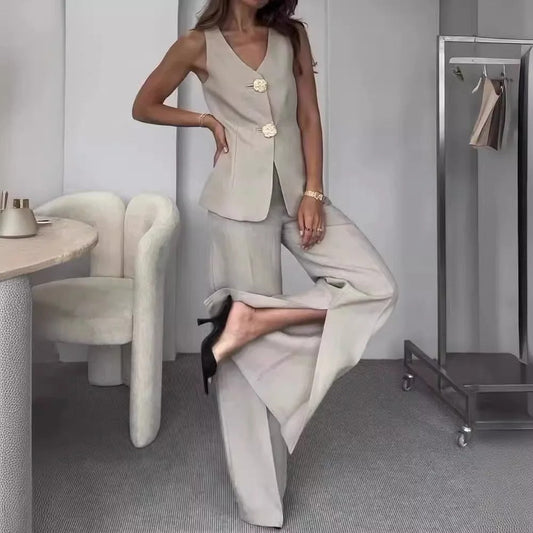 BELLE - VINTAGE BUTTONED VEST AND PANTS SET