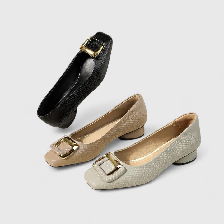 ALYSSA – BUCKLED TEXTURED LOAFER
