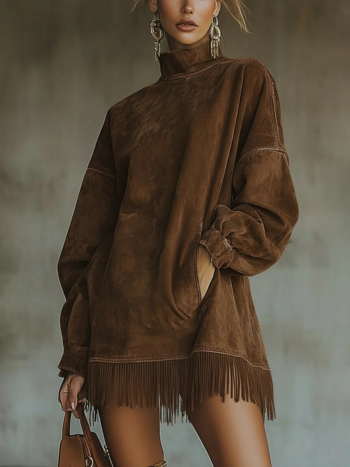Darcie Suede Fringe Tunic Dress