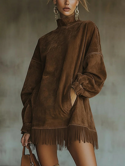 Darcie Suede Fringe Tunic Dress