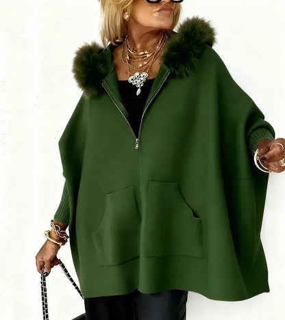 VICTORIA – GLAM PLUSH HOODED PONCHO