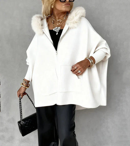 VICTORIA – GLAM PLUSH HOODED PONCHO