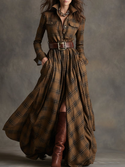 Juliet - Maxi Checked Shirt Dress
