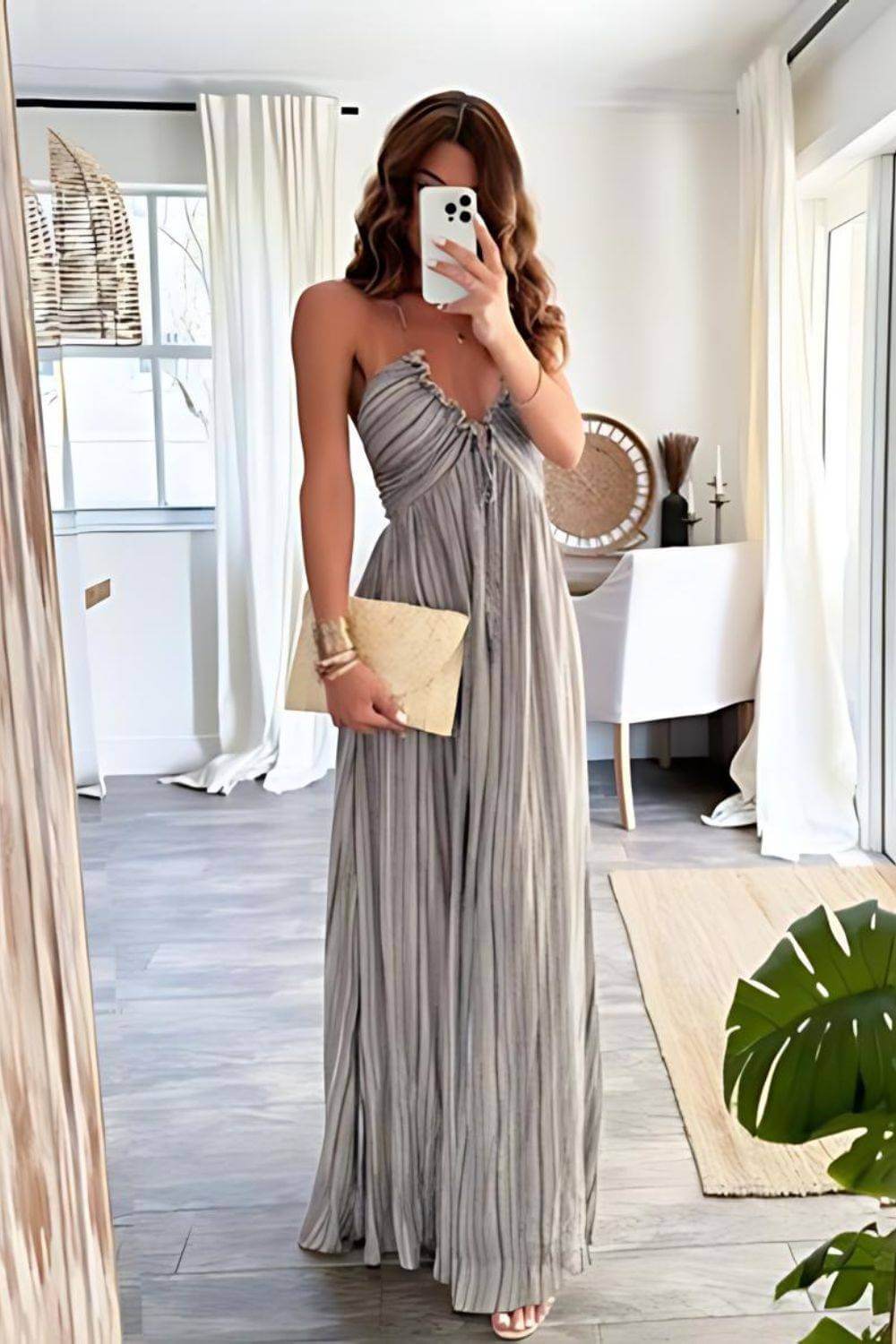 ASHLYN - MODERN FLOWY PLEAT DRESS