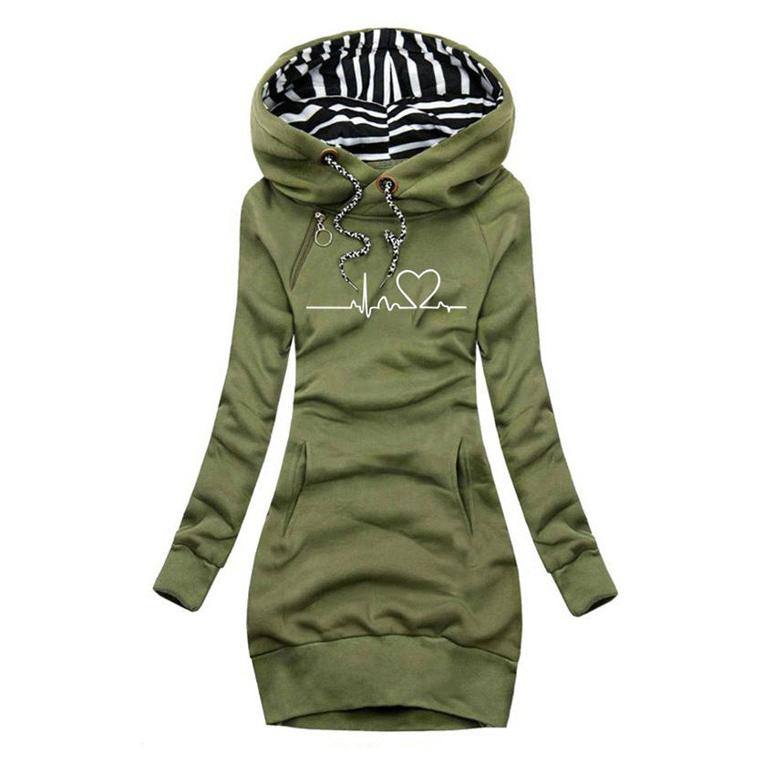 Adèle - Sweater Dress with Heartbeat Print