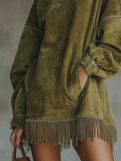 Darcie Suede Fringe Tunic Dress