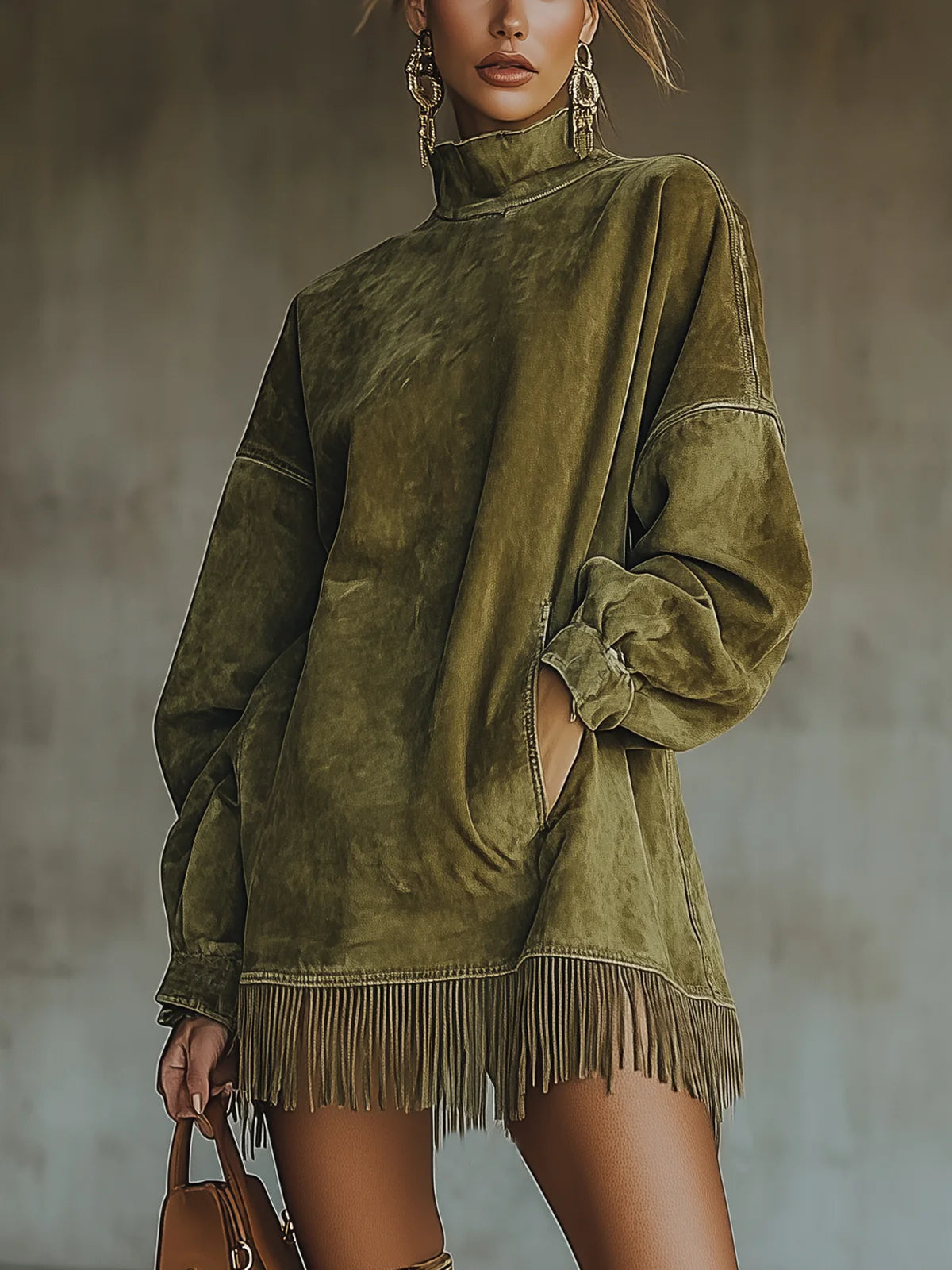 Darcie Suede Fringe Tunic Dress