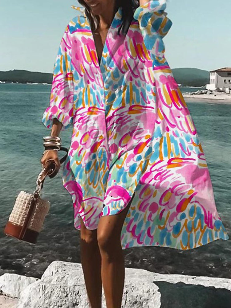 CAROLINE - RETRO DRAPE SHIRT DRESS