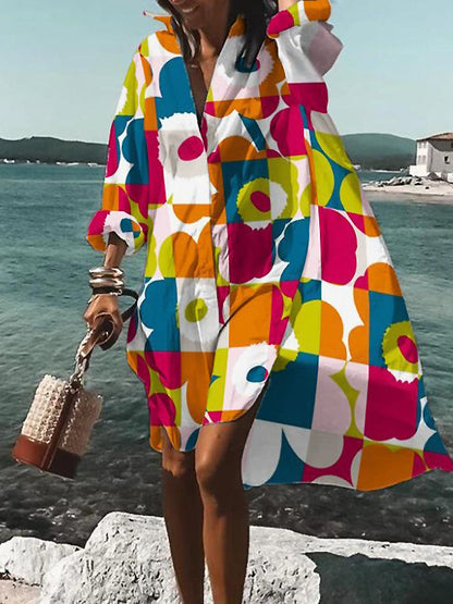 CAROLINE - RETRO DRAPE SHIRT DRESS
