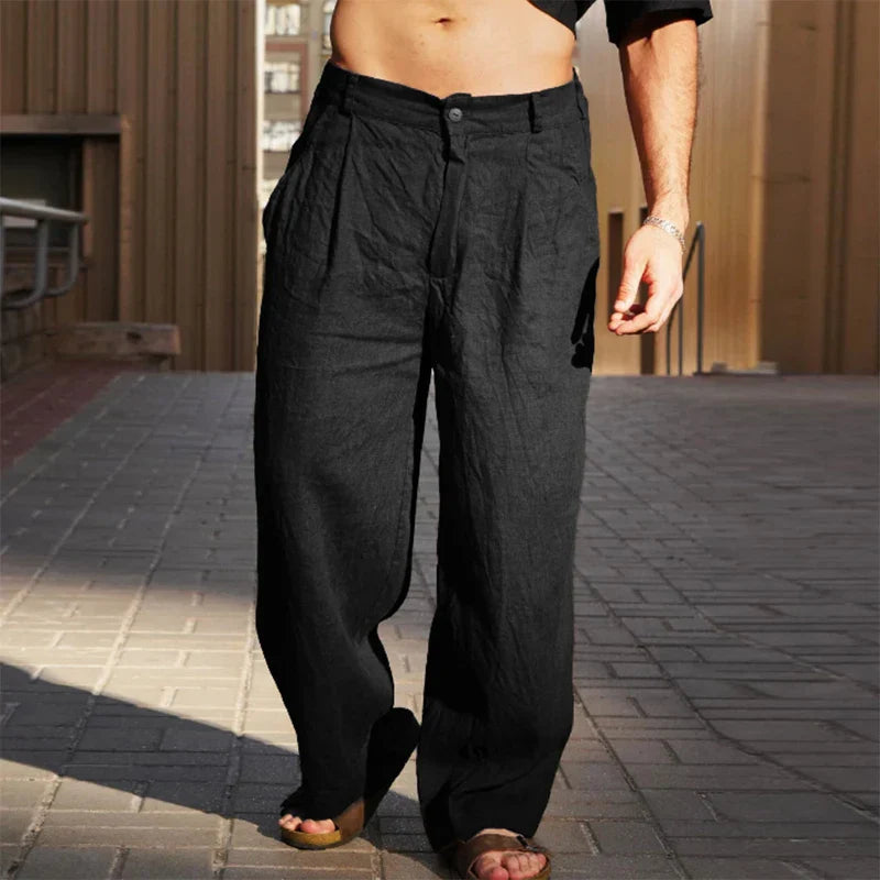 CHAPLIN - CLASSIC WIDE LEG LINEN TROUSERS