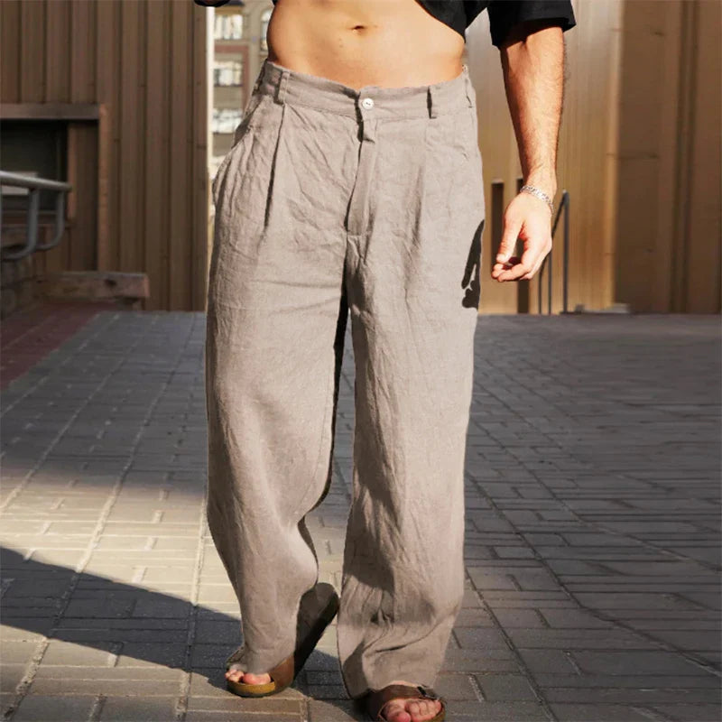 CHAPLIN - CLASSIC WIDE LEG LINEN TROUSERS