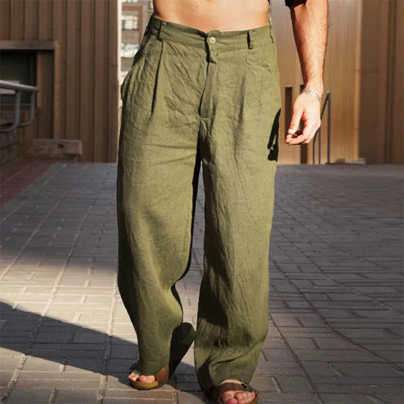 CHAPLIN - CLASSIC WIDE LEG LINEN TROUSERS