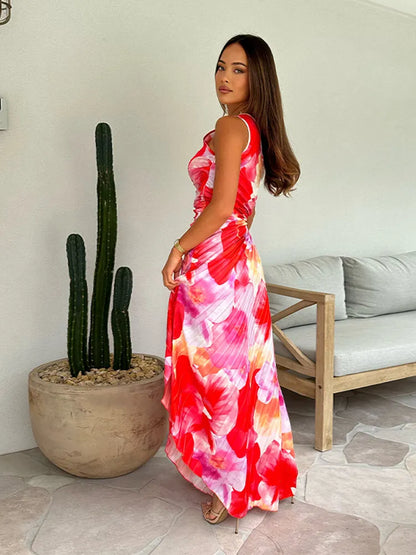 CARMIE – ONE SLEEVE SUMMER PLEATED DRESS