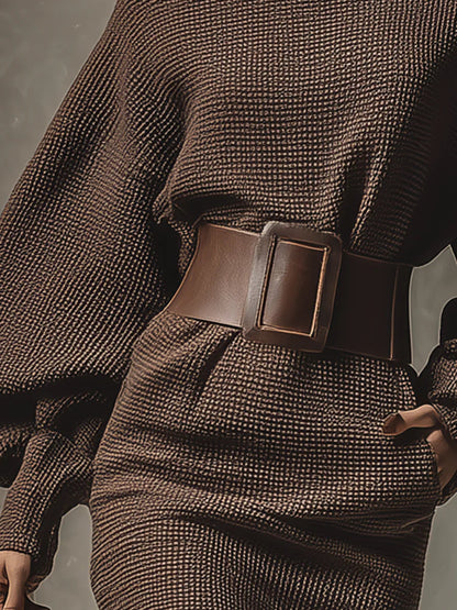 Clea - Short Knit Dress With Belt