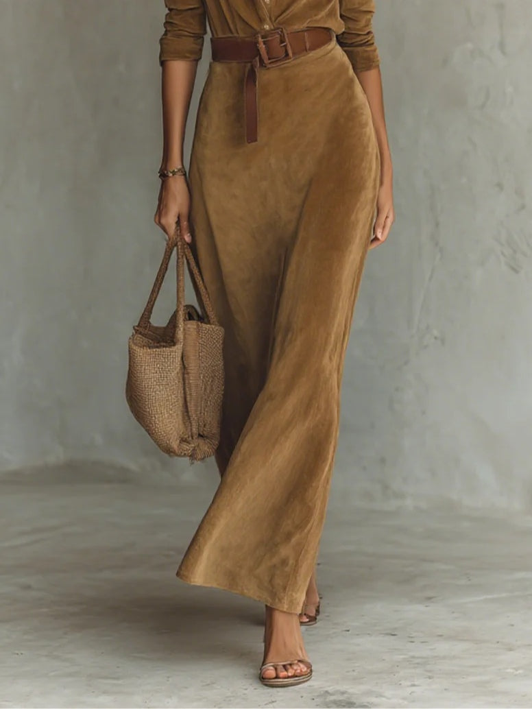 Celianne - Chic Suede Maxi Dress