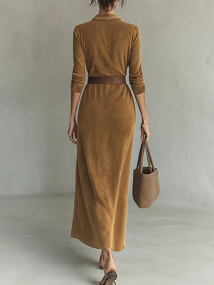 Celianne - Chic Suede Maxi Dress