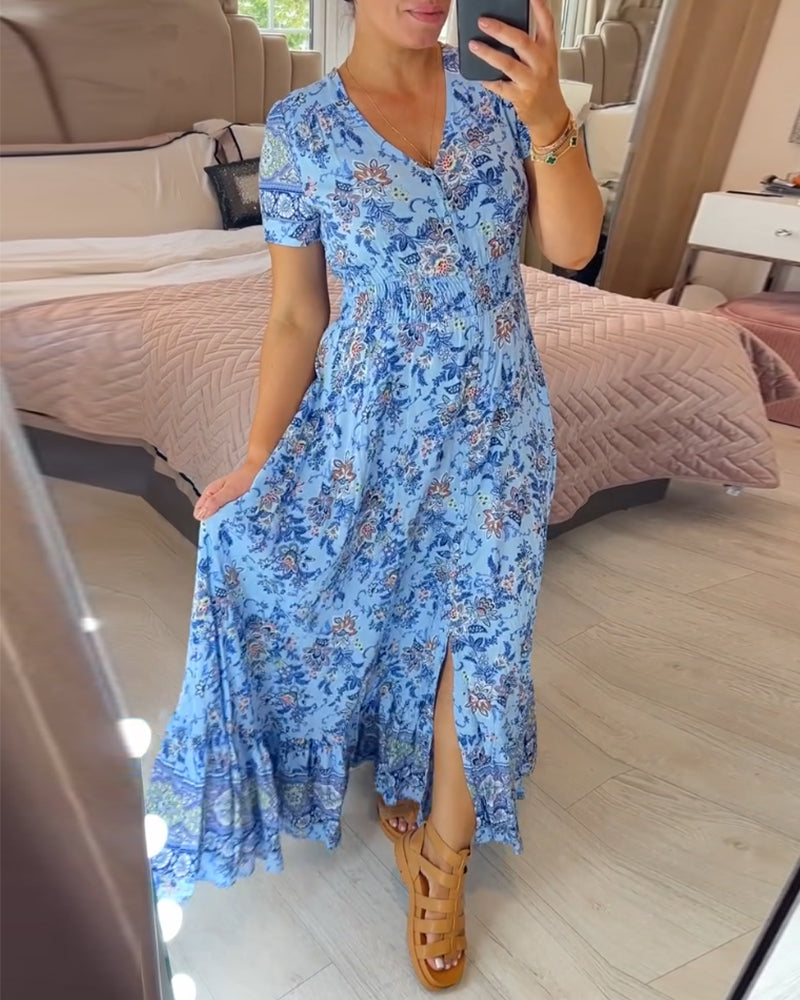 BRIAR - BOTANICAL V-NECK DRESS