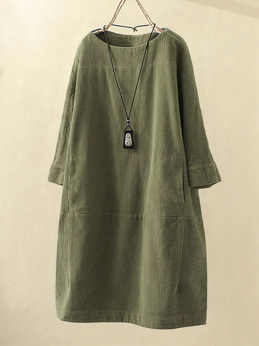 Alexis - Vintage Corduroy Relaxed Dress