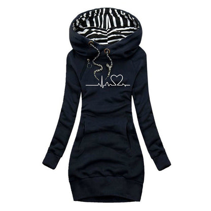 Adèle - Sweater Dress with Heartbeat Print