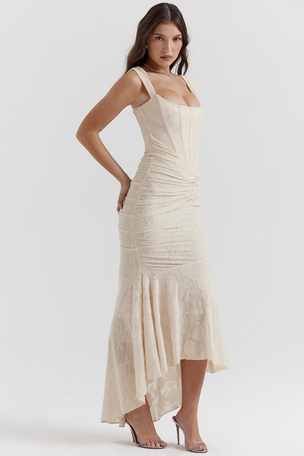 Boheme - Sleeveless Ruched Bodycon Evening Dress