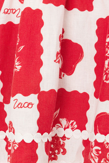 ASINETH - FLIRTY RED AND WHITE MINI DRESS